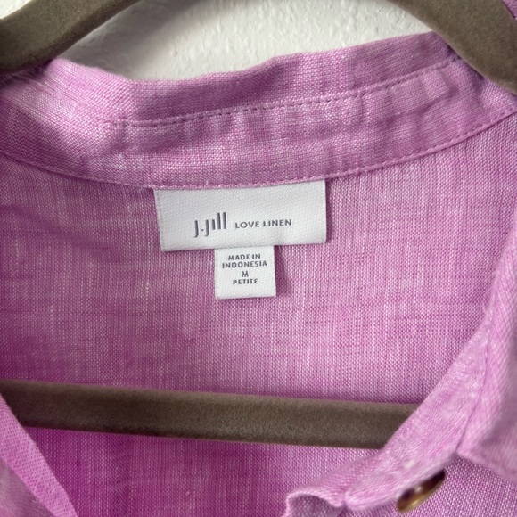 Womens J. Jill Purple Relaxed Notched Collar 100% Linen Medium - Picture 3 of 7